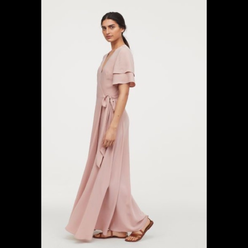 H&M long blush wrap dress